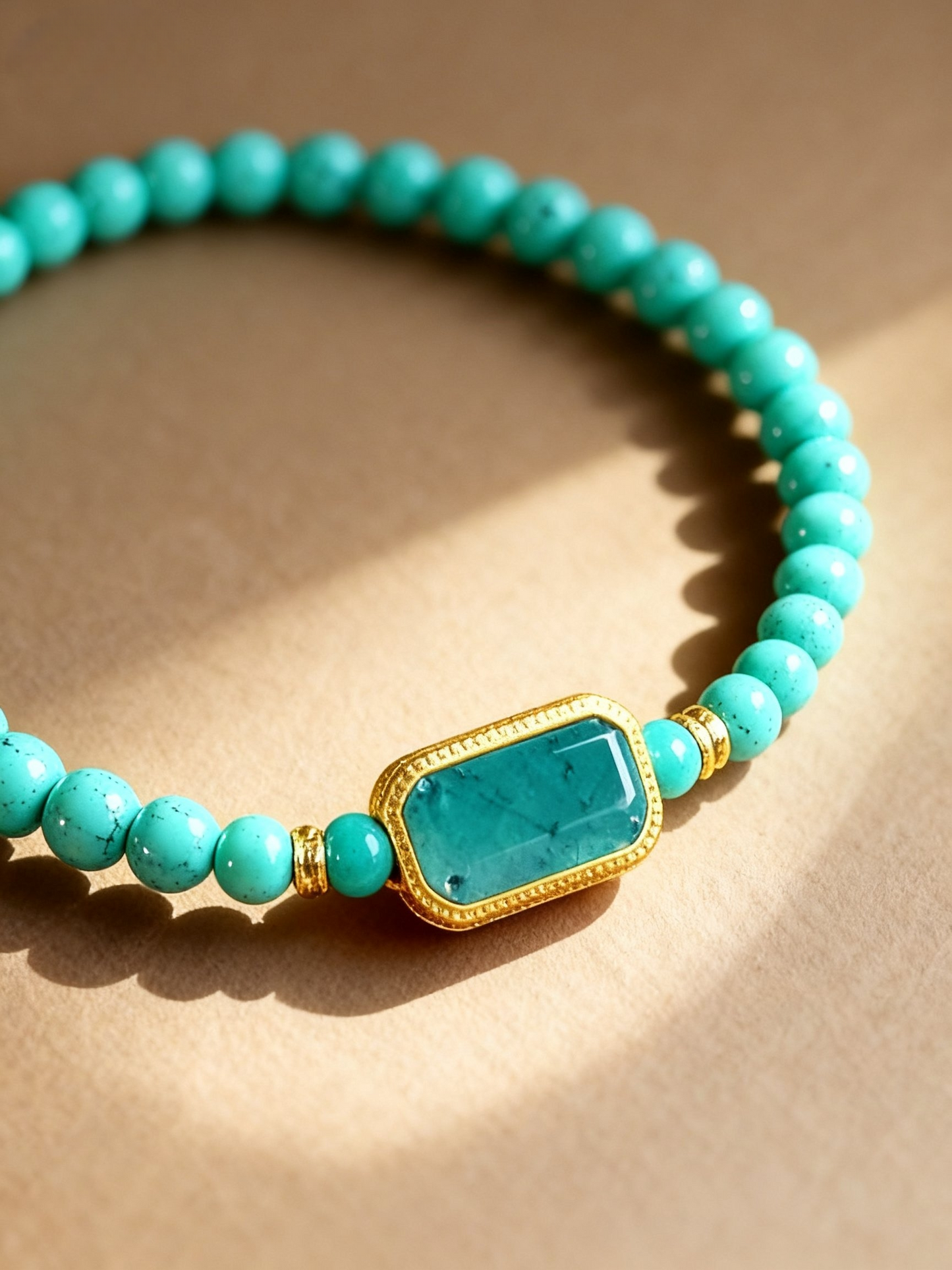 Turquoise and blue jade bracelet with natural stone beads