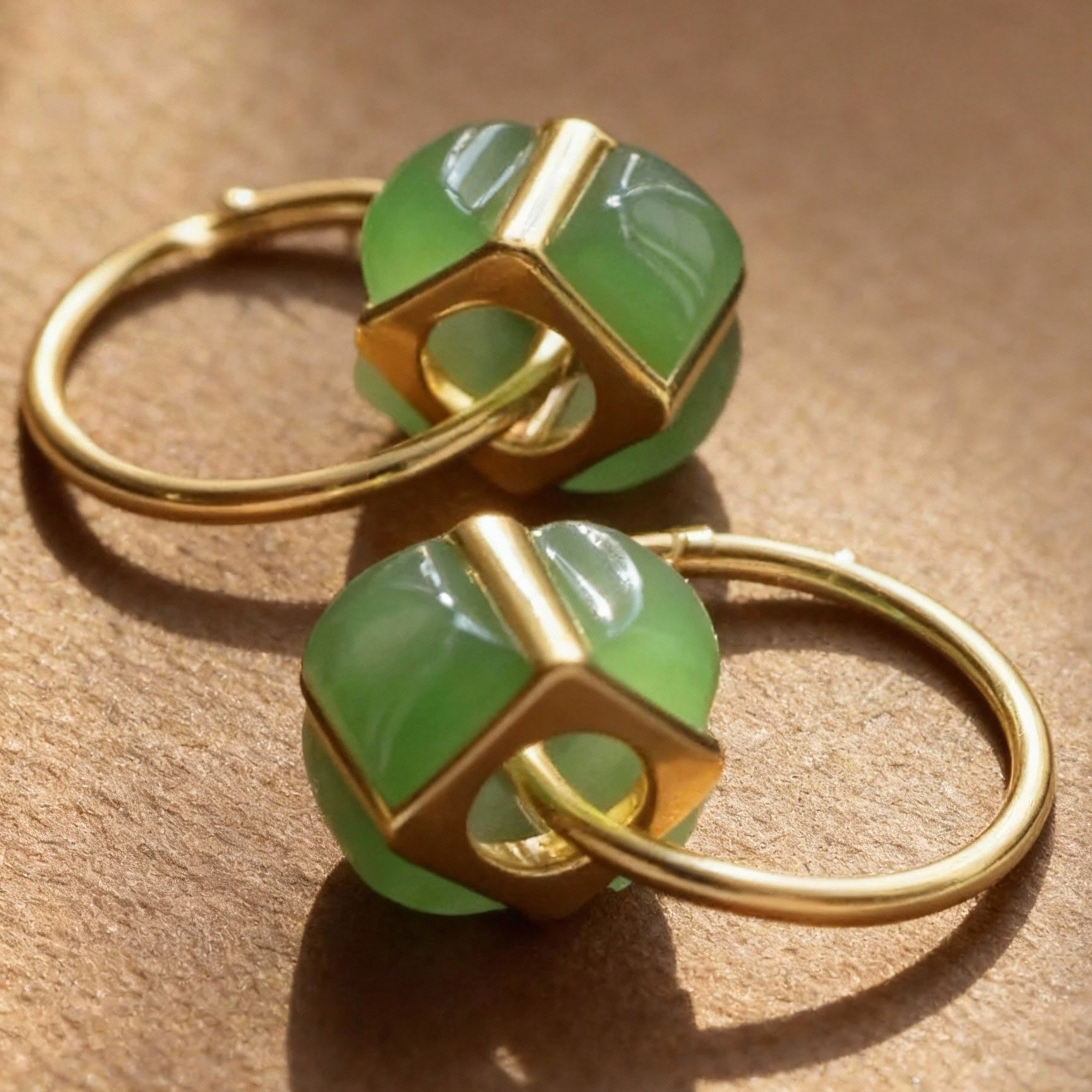 Detail of nephrite jade jasper pendant with rich green color