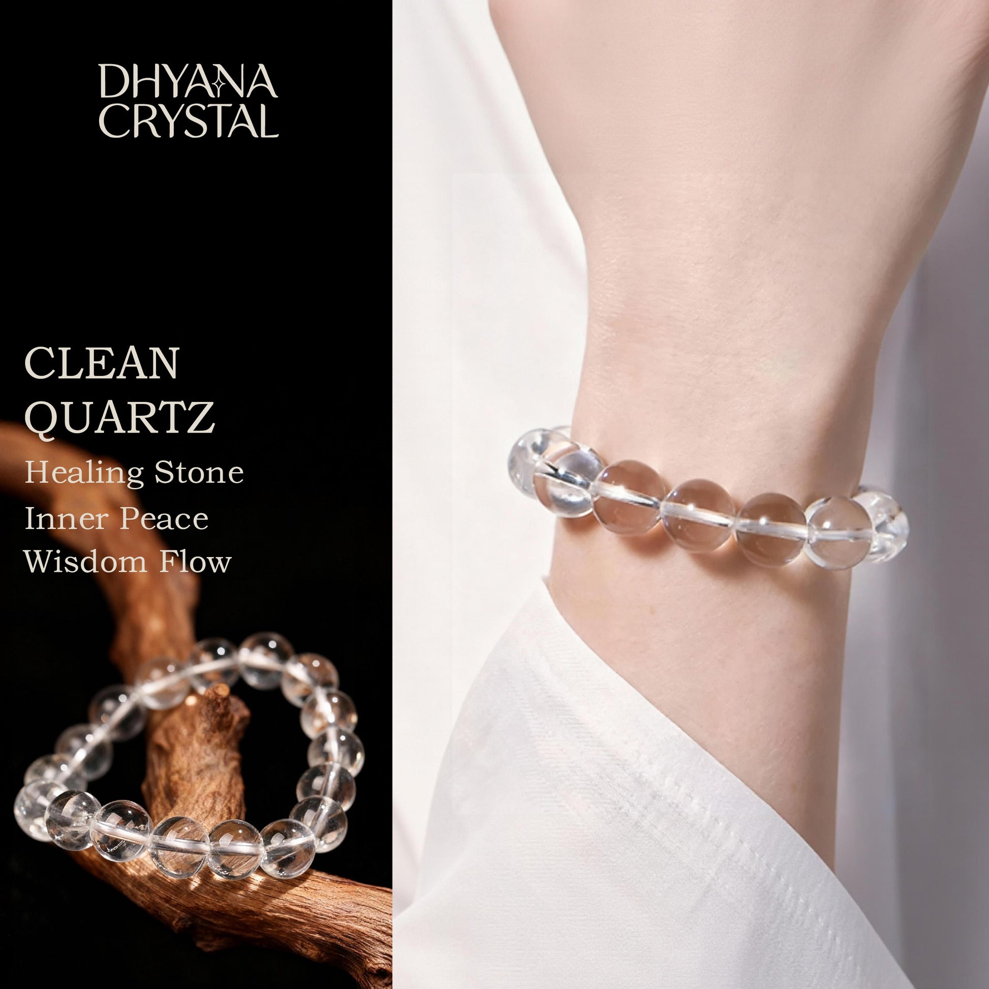 Premium grade natural clear quartz bracelet from Brazilian crystal