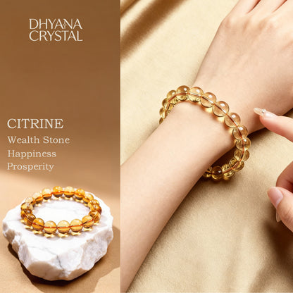 Premium grade natural citrine bracelet with golden yellow beads