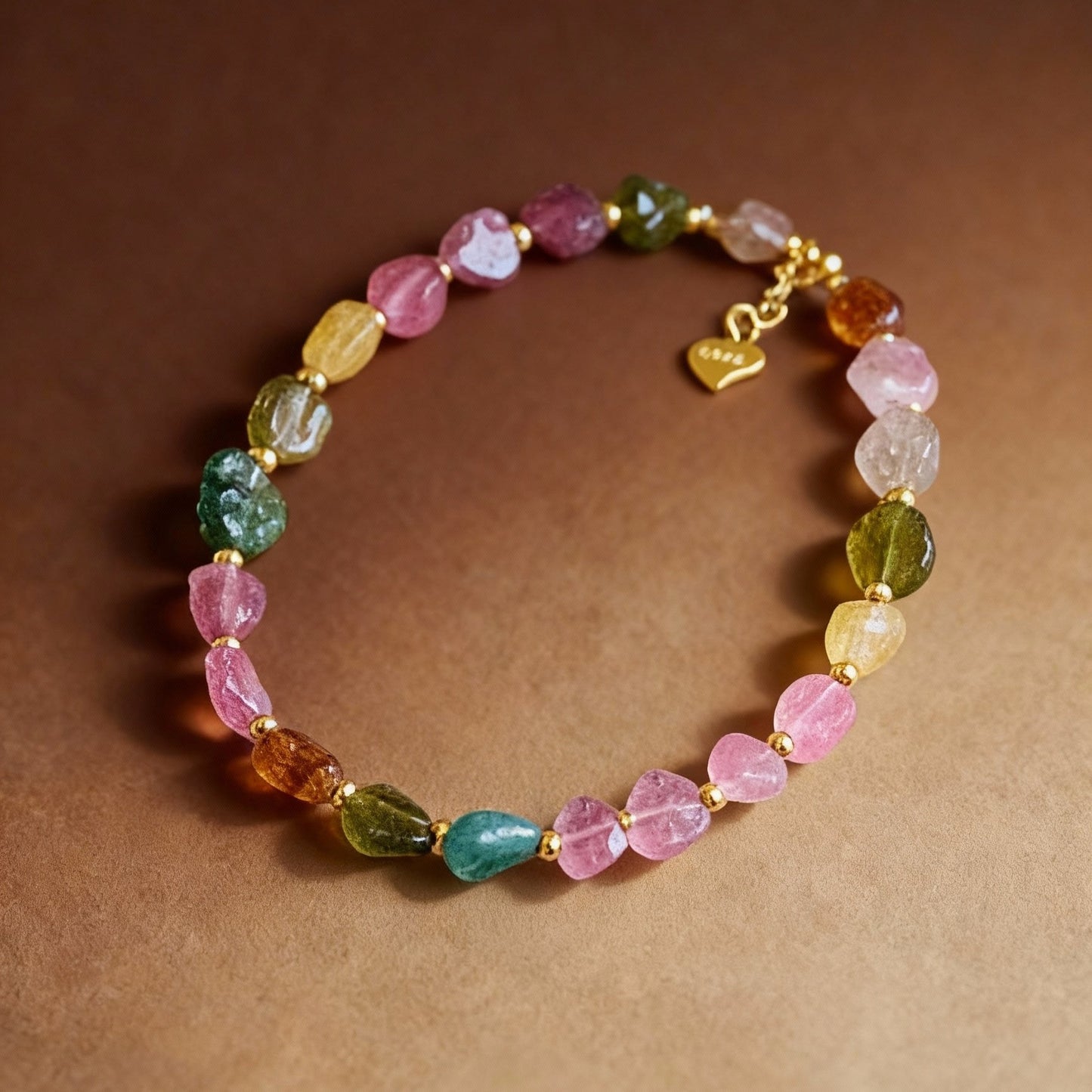 Natural raw tourmaline bracelet with vibrant candy colors
