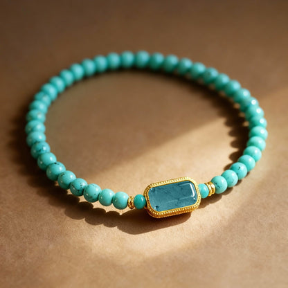 Natural turquoise and blue jade bracelet with mixed blue stones