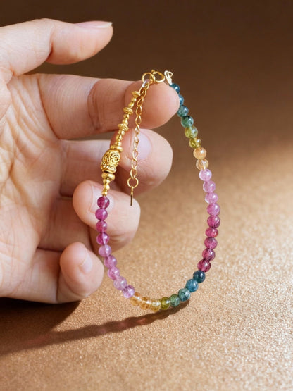 Candy-colored tourmaline tube bracelet showing vibrant colors