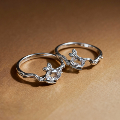 Detail of natural twig branch design on sterling silver ring