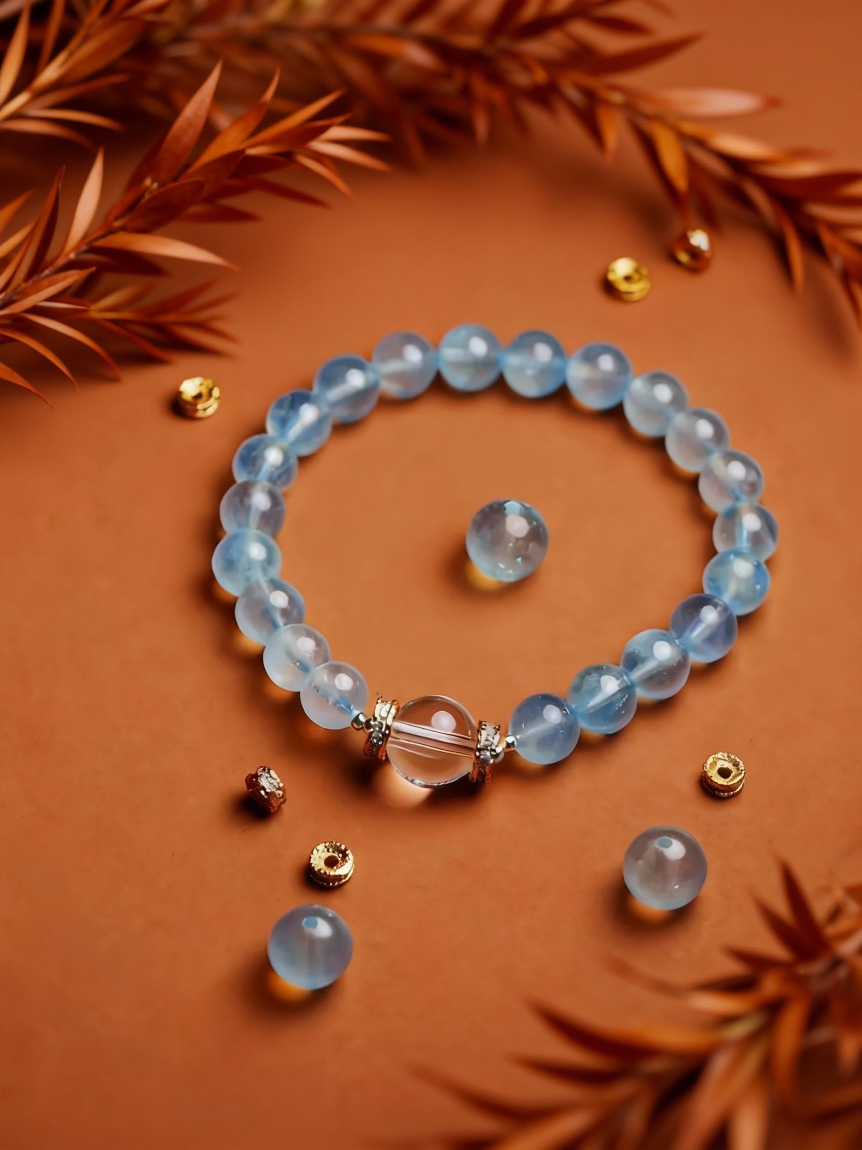 Aquamarine bracelet showing natural stone clarity