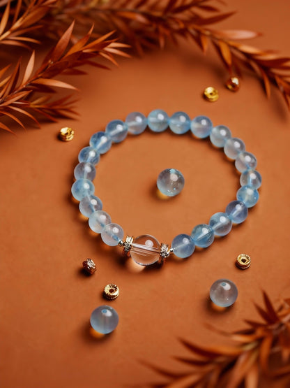 Aquamarine bracelet showing natural stone clarity