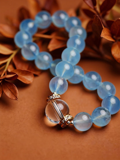 Various angles of aquamarine crystal bracelet