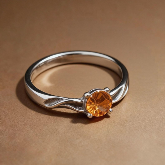 Citrine wave ring with flowing golden yellow design