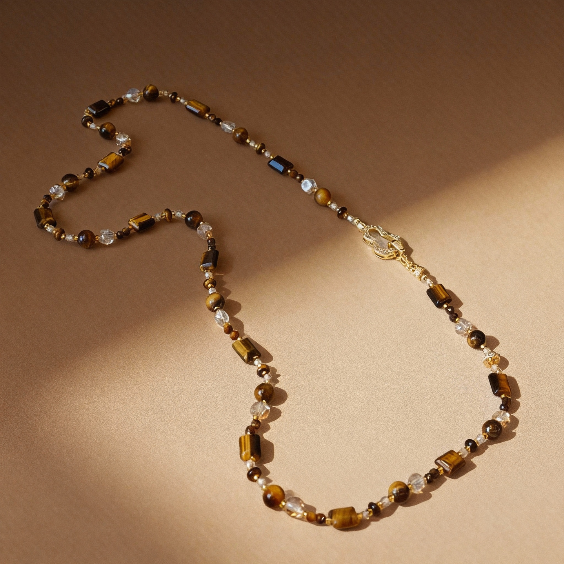 Tiger eye and zircon gourd necklace long sweater chain