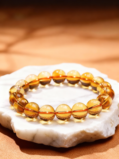 Grade citrine beaded bracelet with natural amber tones