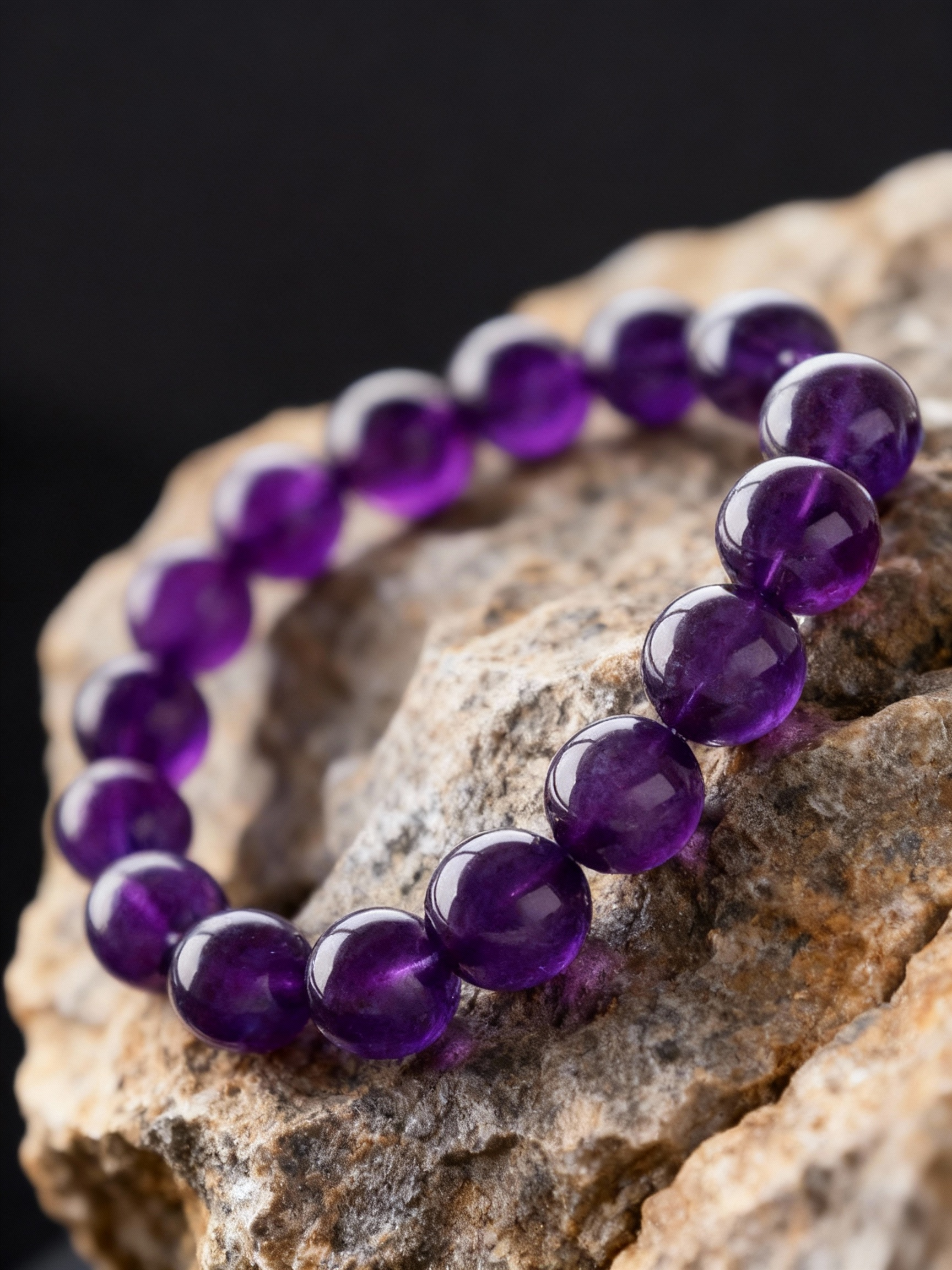 Grade amethyst beaded bracelet with natural crystal clarity