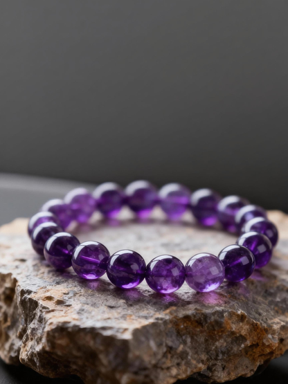 Natural Uruguayan amethyst bracelet showing rich violet color