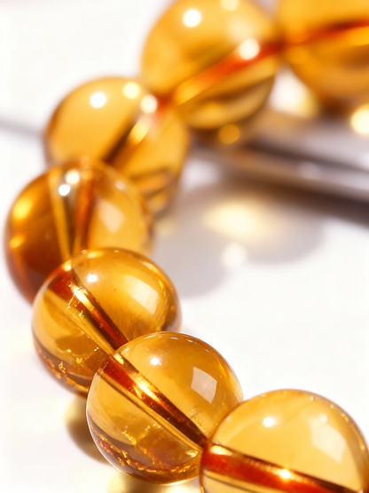 Premium citrine beaded bracelet with warm yellow hues