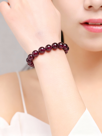 Rhodolite garnet crystal bracelet from Brazil with deep color