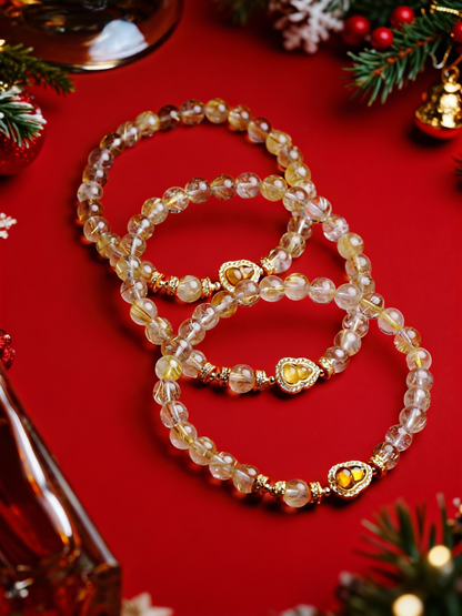 Detail of rutilated quartz showing natural golden rutile patterns