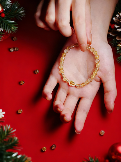 Natural rutilated quartz beaded bracelet jewelry