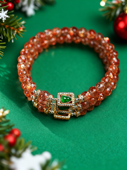 Detail of sunstone bracelet showing aventurescence shimmer effect