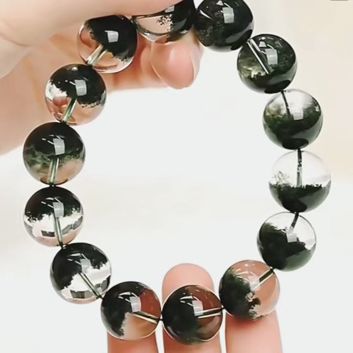 Natural green phantom treasure bowl bracelet from Brazilian quartz