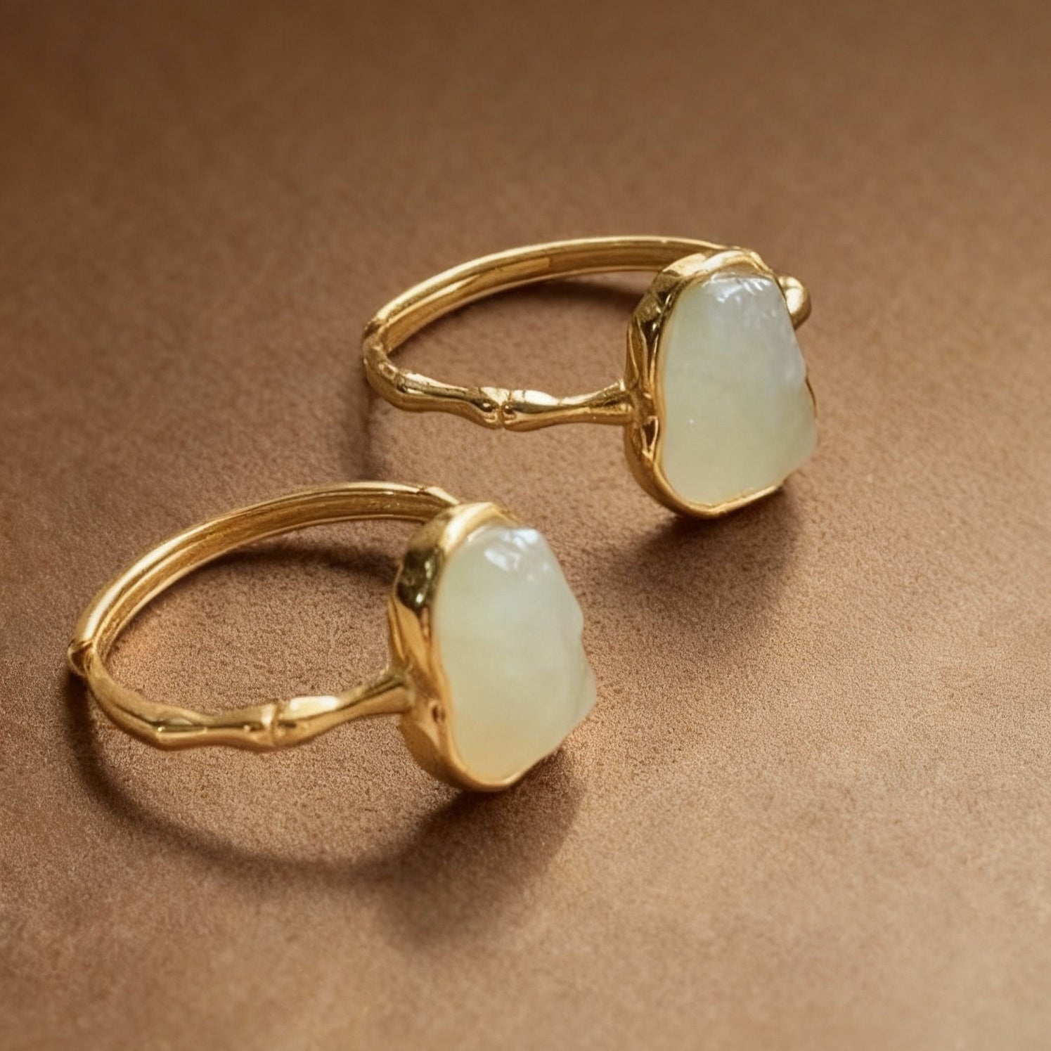 Natural white jade ring with traditional Chinese jade craftsmanship