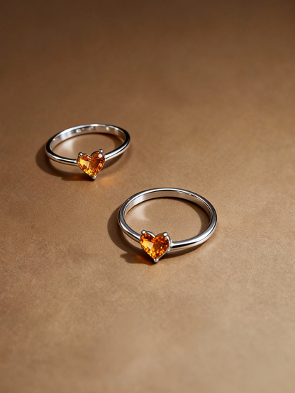 Natural citrine ring with heart-shaped gemstone