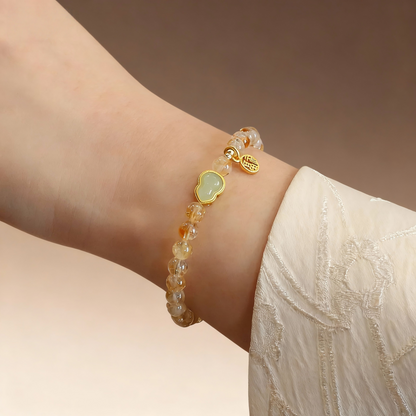 Natural citrine and jade calabash beaded bracelet