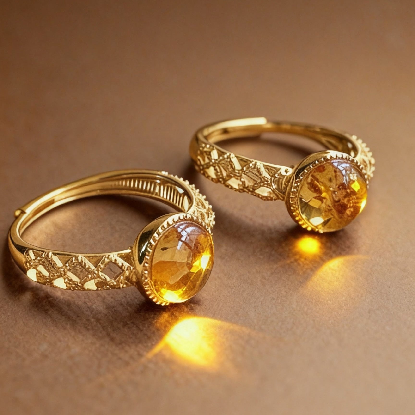 Honey-glow amber ring showing natural inclusions and warmth