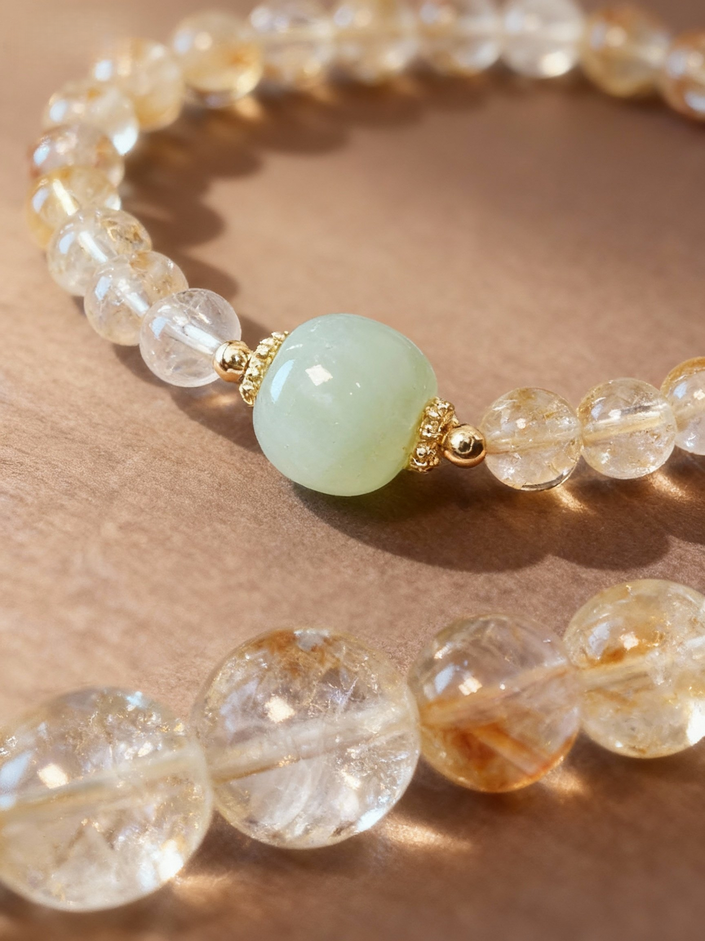 Citrine fortune bracelet with traditional jade Buddha pendant