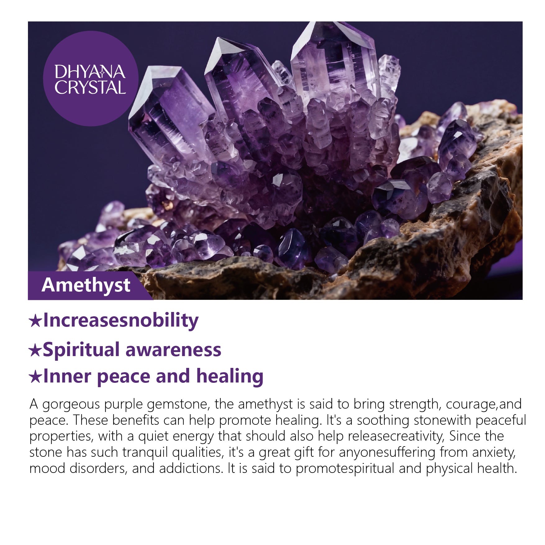 Amethyst and tiger eye necklace with titanium steel components