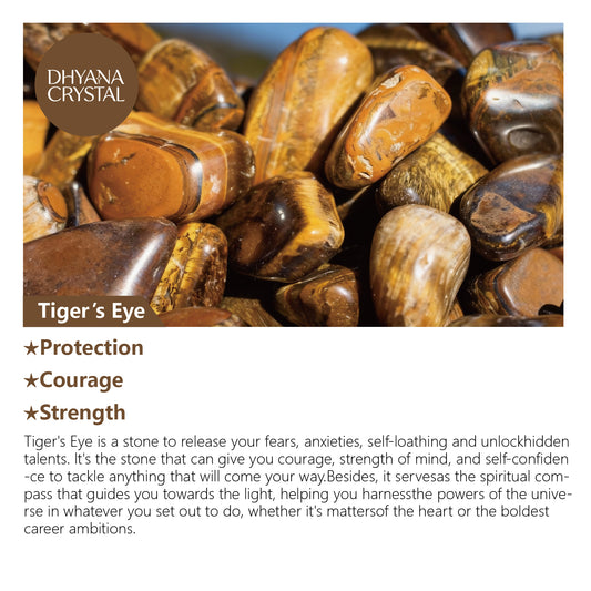 Close-up of golden rutilated quartz beads with tiger's eye stones