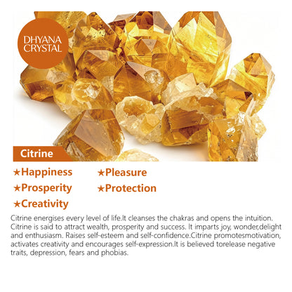 Close-up of natural citrine crystal beads showing warm golden color